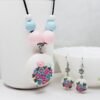 MULTI COLORED FLORAL EARRINGS AND NECK SET