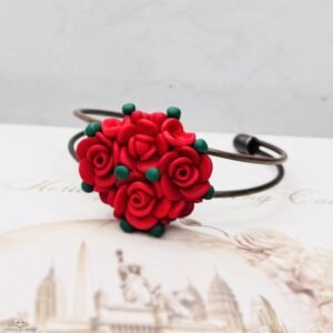 RED FLORAL CUFF BRACELET