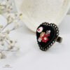 White bird floral finger ring