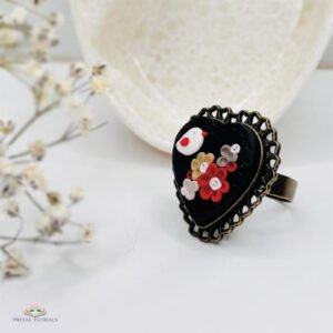 White bird floral finger ring
